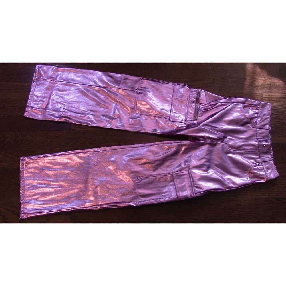 NEW No Boundaries Metallic Pink Cargo Pants Wide Leg High Rise XS (0-2)
